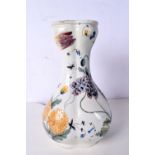 An 18th/19th Century Italian Nove tin glazed Faience vase with lamp fittings. 25cm.