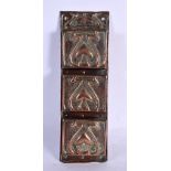 AN UNUSUAL ART NOUVEAU COPPER LETTER RACK. 30 cm x 10 cm.