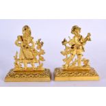 A PAIR OF 19TH CENTURY ENGLISH BRONZE DESK ORNAMENTS. 10 cm x 7.5 cm.