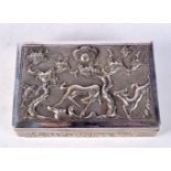 AN ANTIQUE INDIAN WHITE METAL BOX. 235 grams. 12.5 cm x 8.5 cm.