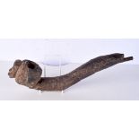 An early tribal wooden and metal pipe 50 cm.