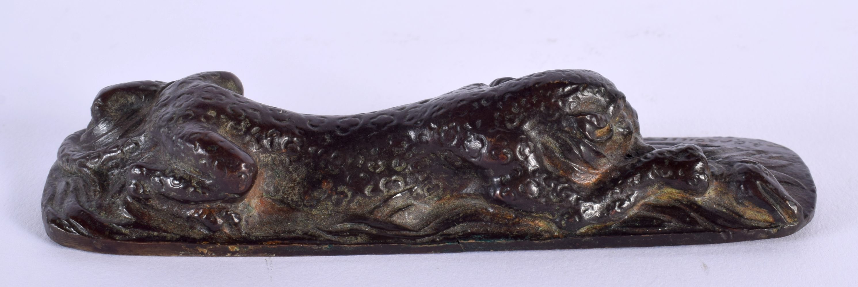 R Gardille (C1920) Bronze, Cheetah with snake. 12 cm wide. - Image 2 of 4