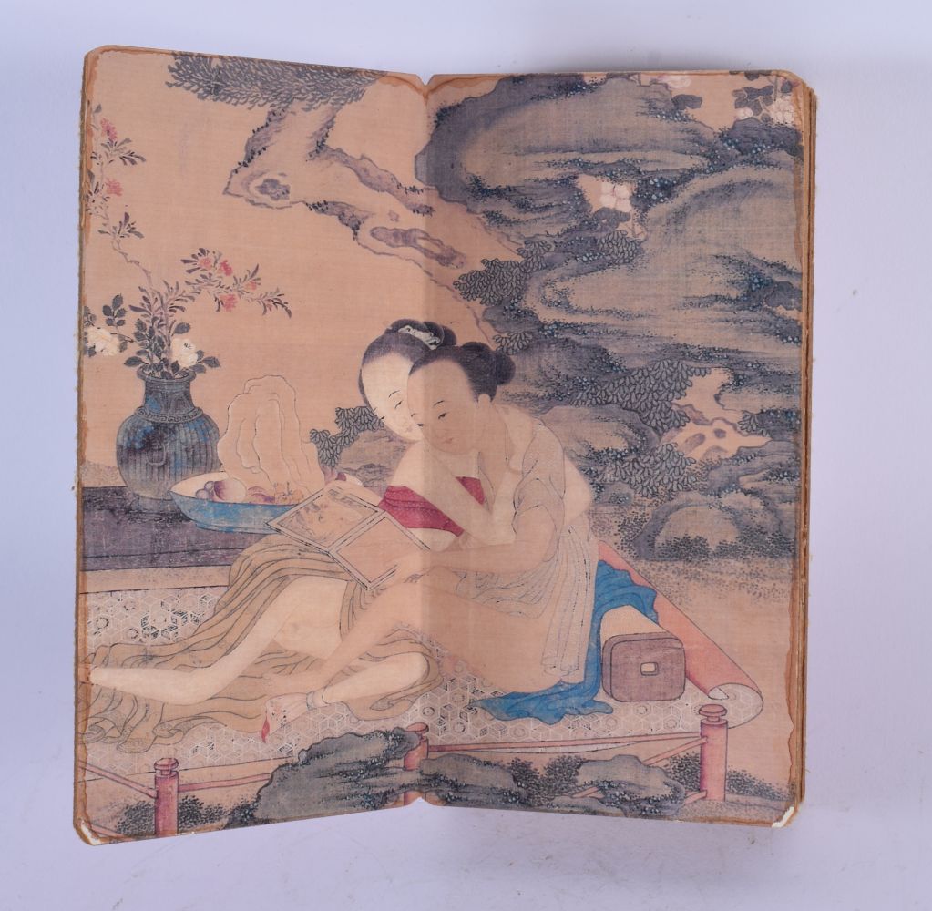 A CHINESE EROTIC FOLDING BOOKLET 20th Century. 85 cm x 18 cm. - Image 3 of 4