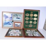 A collection of brass plaques mostly vintage car/motorcycle related together with three other car re
