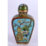A 19TH CENTURY CHINESE CLOISONNE ENAMEL SNUFF BOTTLE AND STOPPER decorated with urns and foliage. 7