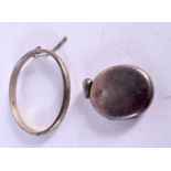 AN ANTIQUE SILVER LOCKET AND BANGLE. Birmingham 1891 & 1978. 26 grams. Largest 6.25 cm wide. (2)