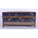 A FINE EARLY 20TH CENTURY JAPANESE MEIJI PERIOD CLOISONNE ENAMEL CASKET decorated all over with bird