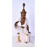 A porcelain Guanyin statue converted to a lamp 44 cm.