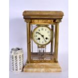 AN ANTIQUE FRENCH ONYX AND BRONZE REGULATOR MANTEL CLOCK. 30 cm x 17 cm.