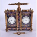 A CONTEMPORARY CLOISONNE ENAMEL CLOCK BAROMETER. 14 cm x 12 cm.