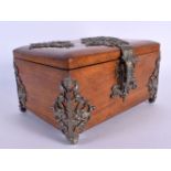 AN ANTIQUE CONTINENTAL WHITE METAL OVERLAID JEWELLERY CASKET. 24 cm x 15 cm.