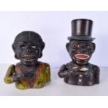 A pair of cast iron automaton money banks largest 20 cm (2).