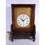 A LARGE 19TH CENTURY CHINESE ROSEWOOD MANTEL CLOCK ON STAND Qing. 49 cm x 30 cm.