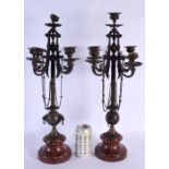 A LARGE PAIR OF 19TH CENTURY FRENCH BRONZE CANDELABRA. 52 cm high.