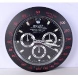 A ROLEX SHOP DISPLAY ADVERTISING WALL CLOCK. 33 cm diameter.