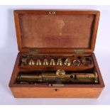 AN ANTIQUE CASED SCIENTIFIC INSTRUMENT. 26 cm long.