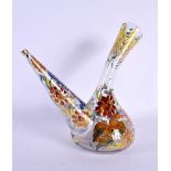 AN UNUSUAL CONTINENTAL ENAMELLED GLASS JUG painted with birds. 22 cm x 18 cm.