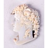 AN ANTIQUE SHELL CAMEO OF THE EMPEROR TIBERIUS. 3.5cm x 2.5cm