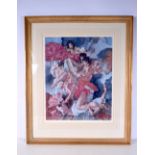 A Print of semi clad lady dancers by Russel Flint 56 x 46 cm.