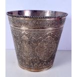 A FINE 19TH CENTURY MIDDLE EASTERN PERSIAN SILVER BUCKET decorated with figures in landscapes. 1435