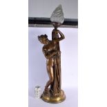 A FINE LARGE 19TH CENTURY FRENCH BRONZE FIGURAL LAMP modelled as a classical female wearing flowing