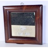 A Wooden Cushion frame mirror 38 x 38 cm