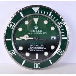 A ROLEX SHOP DISPLAY ADVERTISING WALL CLOCK. 33 cm diameter.