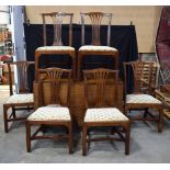 A Victorian mahogany drop leaf Dining table together with 6 chairs, chair 91cm high. Table 73x178x1