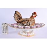 A VERY UNUSUAL BOHEMIAN PIRKENHAMMER PORCELAIN HEN BOX AND COVER of naturalistic form. 37 cm x 25 cm