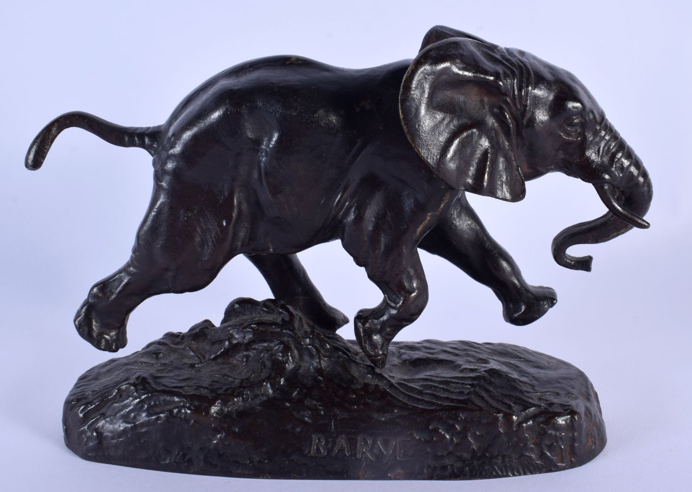 Antoine Louis Bayre (1795-1875) Bronze, Roaming Elephant. 20 cm x 14 cm.