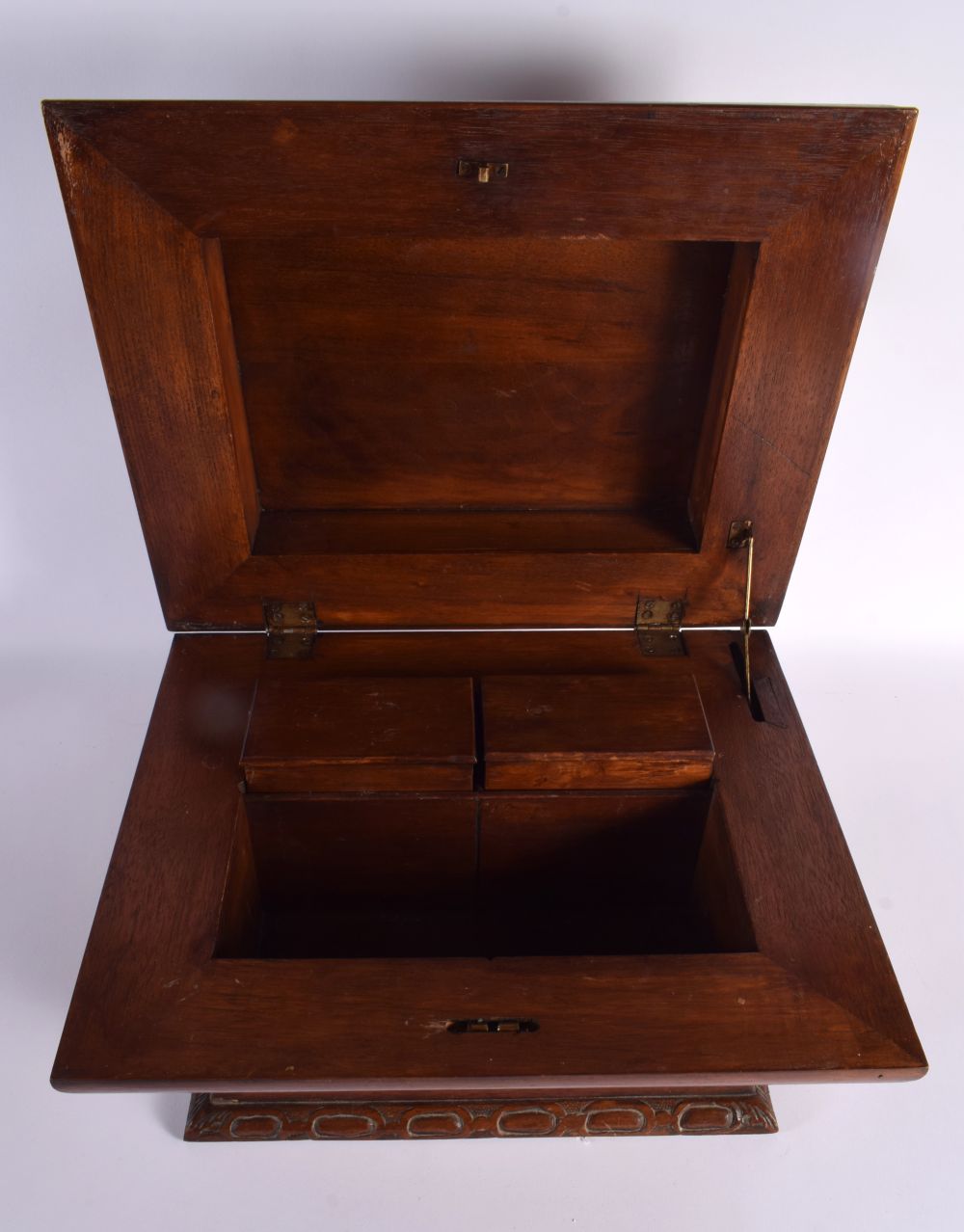 A LARGE LATE VICTORIAN MAHOGANY WORK BOX. 43 cm x 35 cm. - Image 7 of 9
