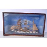 A vintage Diorama of a sailing boat 30 x 51 x 15 cm.