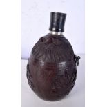 A carved bugbear powder flask 14 cm.