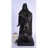 A LARGE 19TH CENTURY EUROPEAN BRONZE FIGURE OF A MALE modelled wearing an animal skin. 48 cm x 12 cm