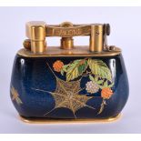 A RARE DUNHILL 'CARLTON' PORCELAIN SPIDER WEB LIGHTER painted with insects and foliage. 10 cm x 8 cm