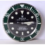 A ROLEX SHOP DISPLAY ADVERTISING WALL CLOCK. 33 cm diameter.