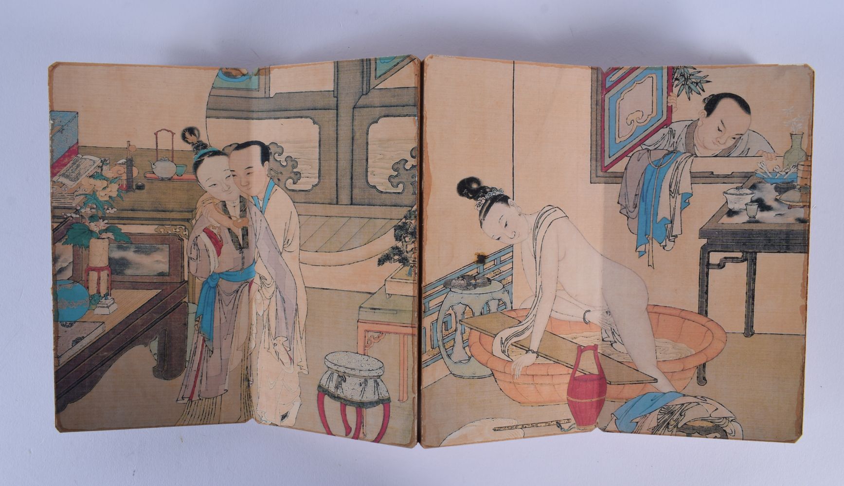 A CHINESE EROTIC FOLDING BOOKLET 20th Century. 85 cm x 18 cm. - Image 2 of 4