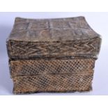 AN EARLY MIDDLE EASTERN CARVED STONE BOX AND COVER. 14 cm square.