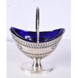 A GEORGE III SILVER AND GLASS BASKET. London 1786. Silver 178 grams. 12.5 cm x 15.5 cm.