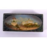 A RUSSIAN LACQUER BOX. 18 cm x 8.5 cm.