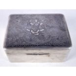 AN ANTIQUE THAI SILVER NIELLO BOX. 322 grams overall. 10.5 cm x 5 cm.