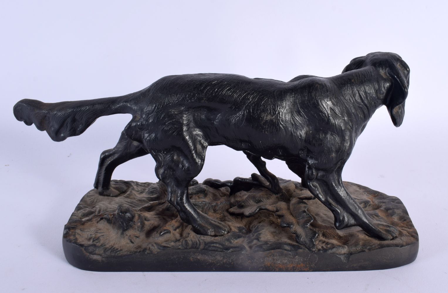 AN ANTIQUE CAST IRON FIGURE OF A ROAMING HUNTING HOUND. 28 cm x 14 cm. - Image 2 of 4