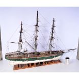 A large wooden model of the composite extreme clipper and naval training ship 'Thermopylae', built b