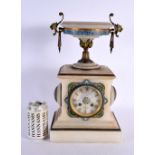 A 19TH CENTURY FRENCH MARBLE AND CHAMPLEVE ENAMEL URN CLOCK. 40 cm x 18 cm.