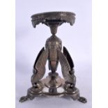 A FINE EGYPTIAN REVIVAL SILVER PLATED BOWL BASE formed with seated sphinxes 19 cm x 12 cm.