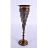 AN INDIAN WHITE METAL POSY VASE. 283 grams weighted. 19 cm high.