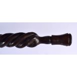 AN AFRICAN HARDWOOD TRIBAL STAFF. 104 cm long.