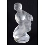 A FRENCH LALIQUE GLASS NUDE FEMALE. 12 cm high.