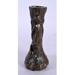 AN ART NOUVEAU MINIATURE BRONZE VASE. 12 cm high.