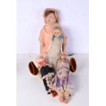 A collection of vintage dolls and the large doll has a squeaker. Largest 60cm (4).